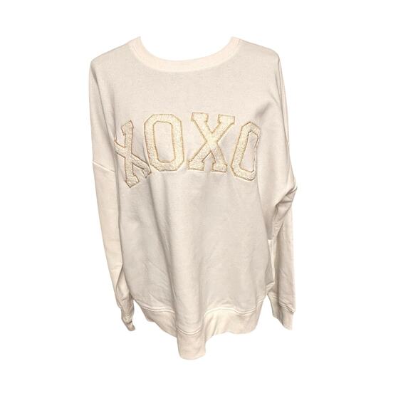 Cupcakes and Cashmere XOXO Cream Sweatshirt Cozy Casual Pullover S - Picture 2 of 6
